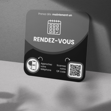 Connected Rendez-Vous NFC plate for wall, counter, POS and showcase
