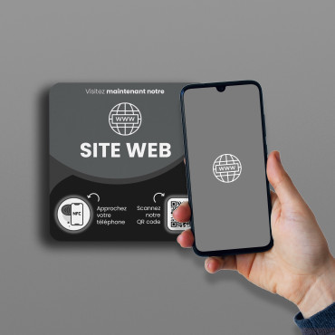 Plaque NFC Site Web connectée pour mur, comptoir, PLV et vitrine
