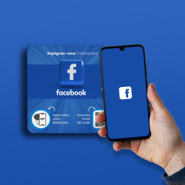Plaque NFC Facebook connectée pour mur, comptoir, PLV et vitrine