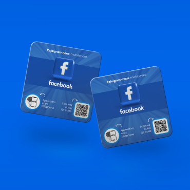 Tilkoblet Facebook NFC-plate for vegg, disk, POS og utstillingsvindu