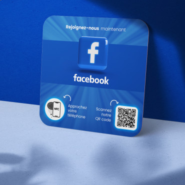 Ühendatud Facebooki NFC plaat seinale, letile, müügikohale ja vitriinile