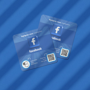 Connected Facebook NFC plate for wall, counter, POS and showcase