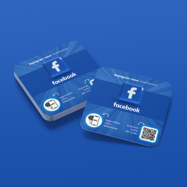 Plaque NFC Facebook connectée pour mur, comptoir, PLV et vitrine