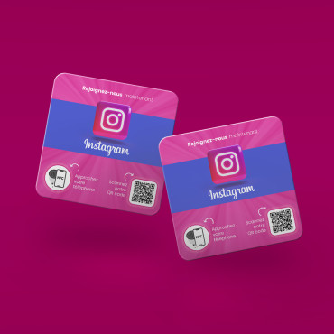 Placa conectada NFC Instagram para parede, balcão, PDV e vitrine