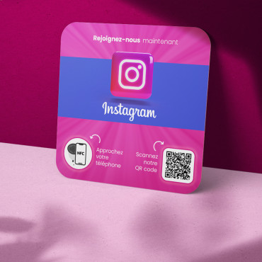 NFC Instagram connected plate for wall, counter, POS and showcase