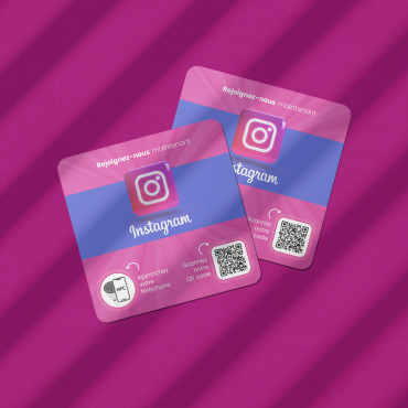 Placa conectada NFC Instagram para parede, balcão, PDV e vitrine