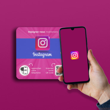 Plaque NFC Instagram connectée pour mur, comptoir, PLV et vitrine