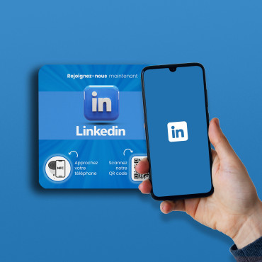 NFC LinkedIn-plade forbundet til væg, disk, POS og udstillingsvindue