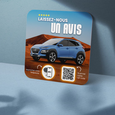 NFC plate Connected car rental for wall, counter, POS and showcase