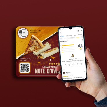Placa de restaurante NFC conectada para pared, mostrador, POS y escaparate