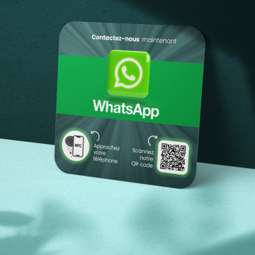 NFC WhatsApp ansluten platta för vägg, disk, POS och skyltfönster