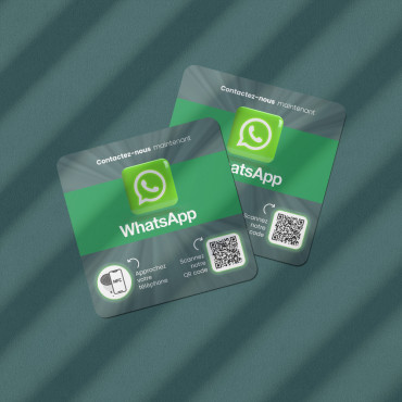 NFC WhatsApp ansluten platta för vägg, disk, POS och skyltfönster