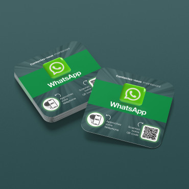 NFC WhatsApp connected plaat voor wand, toonbank, POS en vitrine