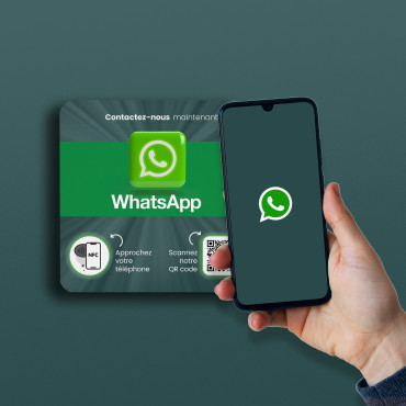 NFC WhatsApp connected plaat voor wand, toonbank, POS en vitrine