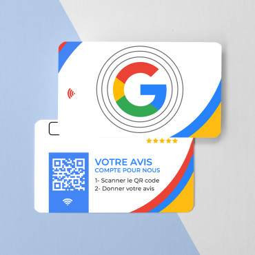 Google Reviews-kort med NFC-chip och QR-kod