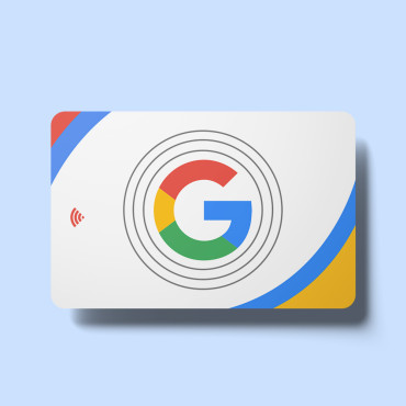 Google'i arvustuste kaart NFC-kiibi ja QR-koodiga