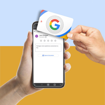 Google Anmeldelser-kort med NFC-brikke og QR-kode