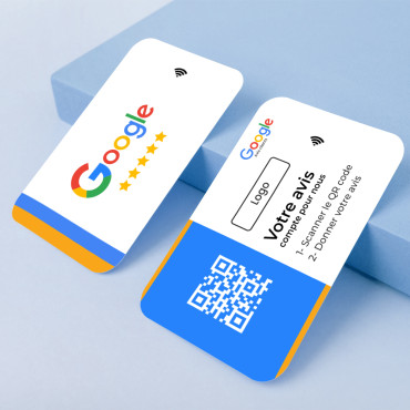 Tarjeta de revisión NFC de Google y código QR