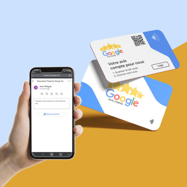 Google'i arvustuste kaart NFC ja QR-koodiga