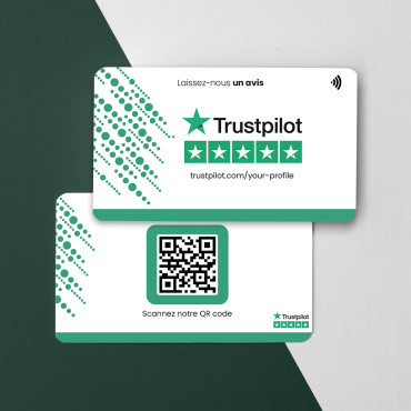 Trustpilot review card with NFC chip & QR code