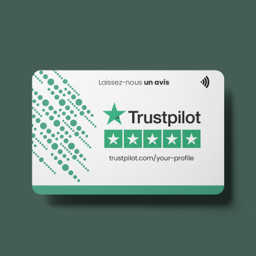 Trustpilot-beoordelingskaart met NFC-chip en QR-code