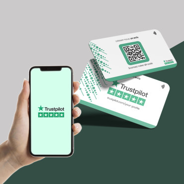 Κάρτα αξιολόγησης Trustpilot με τσιπ NFC και κωδικό QR