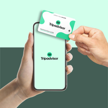 Tripadvisor review card with NFC chip & QR code