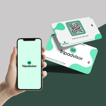 Tripadvisor review card with NFC chip & QR code
