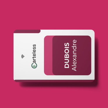 Połączona i bezdotykowa wizytówka w kolorze białym, bordowym i różowym