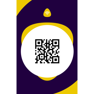 Connected & Contactless Visitenkarte lila, weiß, mit einem Hauch Gelb