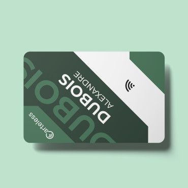 Connected & contactless business card black with an orange design