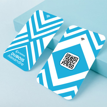 Blau-weiße vernetzte und kontaktlose Visitenkarte