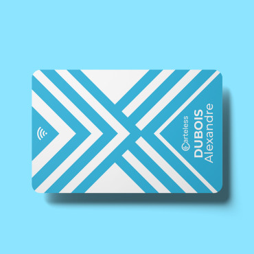 Blauw en wit verbonden en contactloos visitekaartje