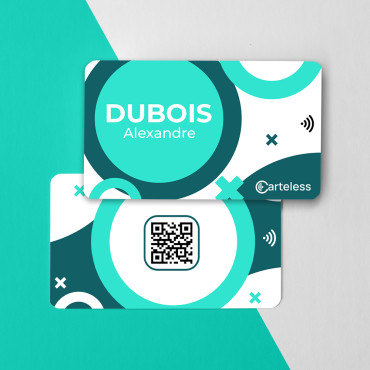 Türkis-weiße vernetzte und kontaktlose Visitenkarte