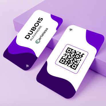 Purple and white connected & contactless business card