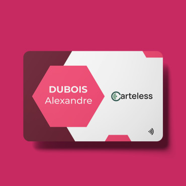 Pink and white connected & contactless business card