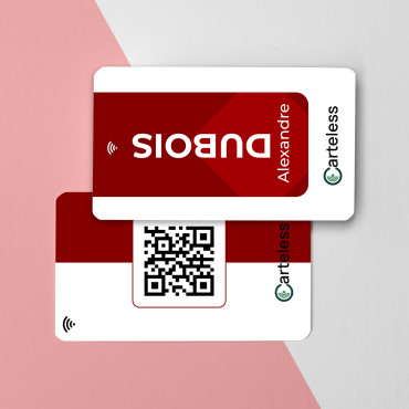 Connected & contactless red and white business card