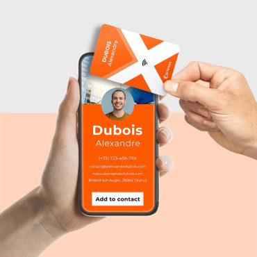 Orange-weiße vernetzte und kontaktlose Visitenkarte