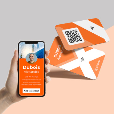 Orange and white connected & contactless business card