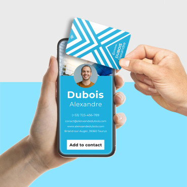 Blue and white connected & contactless business card