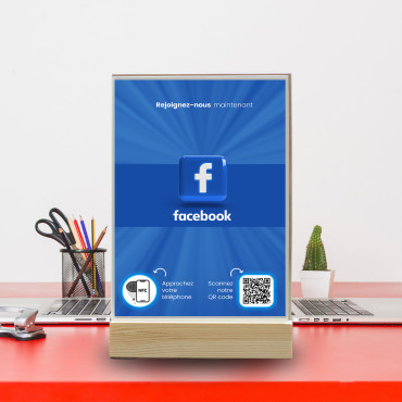 Espositore NFC e codice QR per pagina Facebook (doppio lato)
