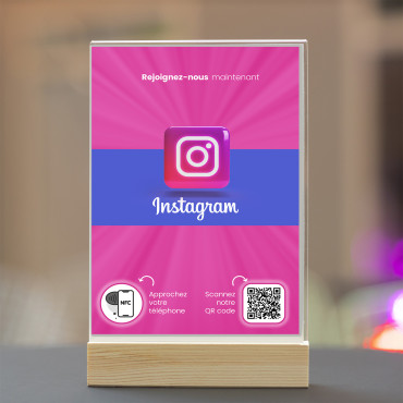 Expositor NFC e código QR para página do Instagram (dupla face)