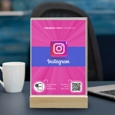 Exhibidor NFC y código QR para página de Instagram (doble cara)