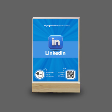 Expositor NFC e código QR para página do LinkedIn (dupla face)