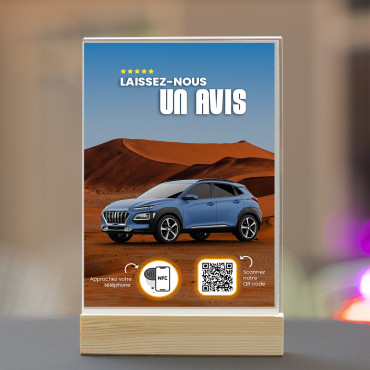 NFC and QR Code display for car rental agency (double-sided)