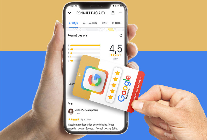 Collectez des avis Google positifs en un clin d'œil avec la carte NFC avis Google